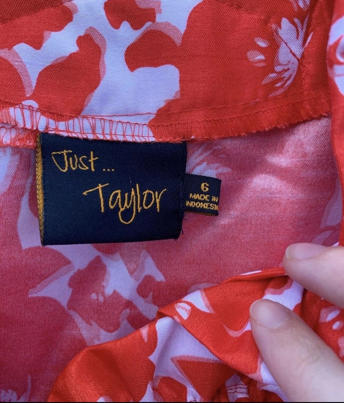 Abito Just Taylor con volant al ginocchio scollo a V taglia 6 rosso bianco festa San Valentino