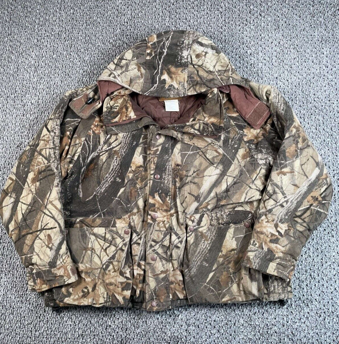 Duxbak Camouflage Hooded Jacket Adult 2XL Realtree Hardwoods Camo Zip Hood
