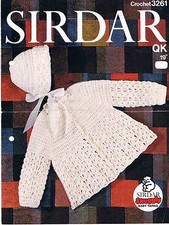 Vintage Baby Set Crochet Pattern, 19 inch, quick knit wool, A4 printed copy