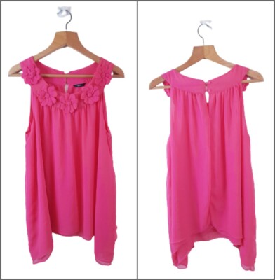 M&Co Damen Frauen ärmellos rosa Basic Tunika Bluse Top Größe 16 UK normal 