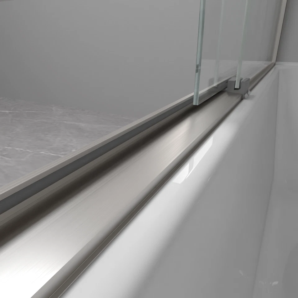 Puertas de bañera de 55-59 pulgadas de ancho x 56 pulgadas de altura, puertas de bañera de derivación semi-sin marco BN Foto 4 de 4