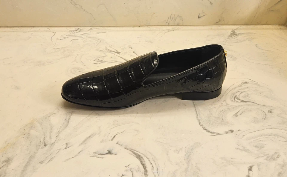 Novo! Chinelos masculinos Versace couro de bezerro em relevo de crocodilo 7 EUA 40 euros MSRP $775 - Imagem 4 de 4