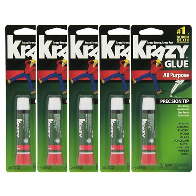 Krazy Glue All Purpose Super Glue - Instant Bonding Adhesive, 5-Pack