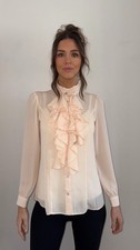 NEXT Peachy Cream Ruffle Front Blouse Size 10- 22