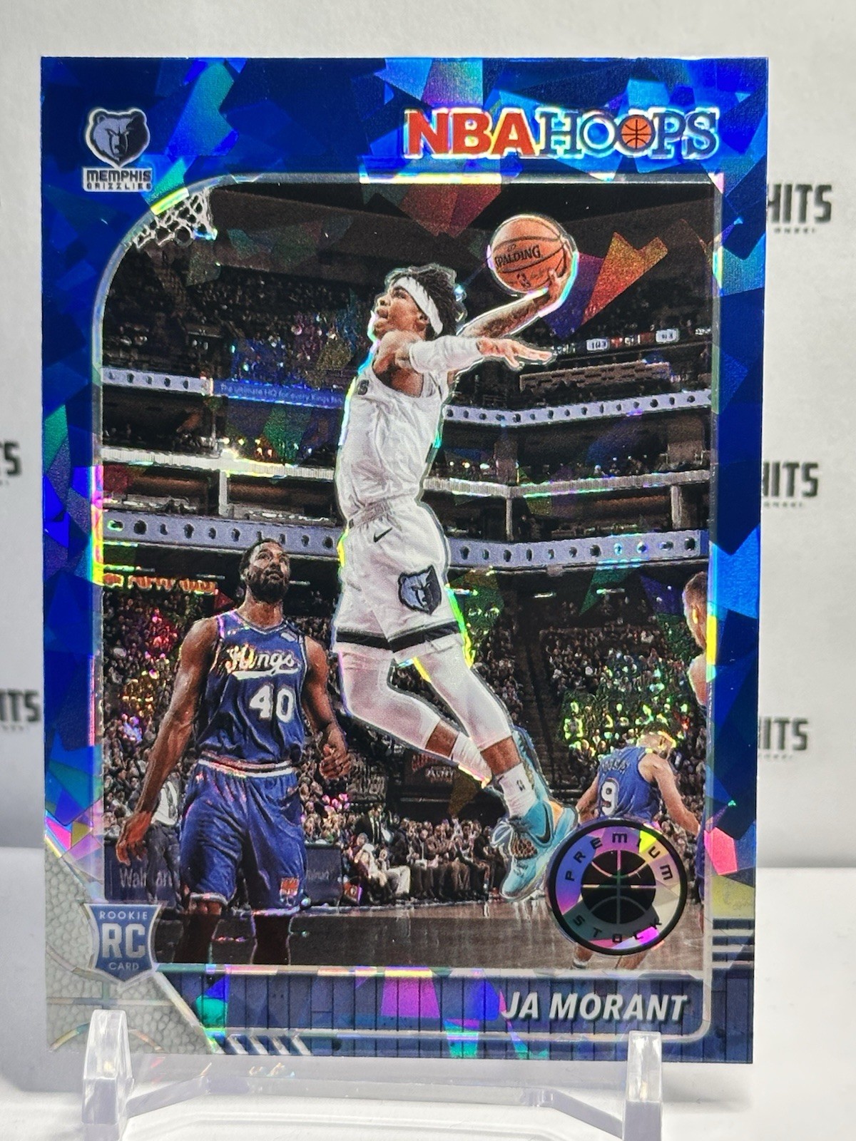 2019-20 Hoops Premium Stock Ja Morant Rookie Blue Cracked Ice Prizm Memphis RC