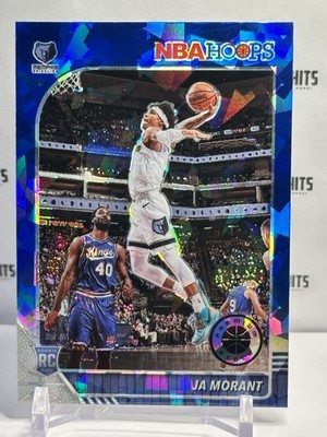 2019-20 Hoops Premium Stock Ja Morant Rookie Blue Cracked Ice Prizm Memphis RC