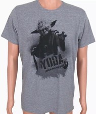 STAR WARS L HERREN T- SHIRT YODA JEDI MASTER GRAU KURZARM LICHTSCHWERT GALAXIS