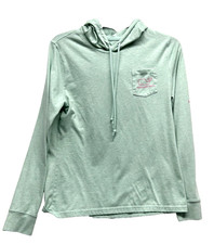 Vineyard Vines Women's Small Cotton Blend Hooded Aqua L/S T-Shirt I2