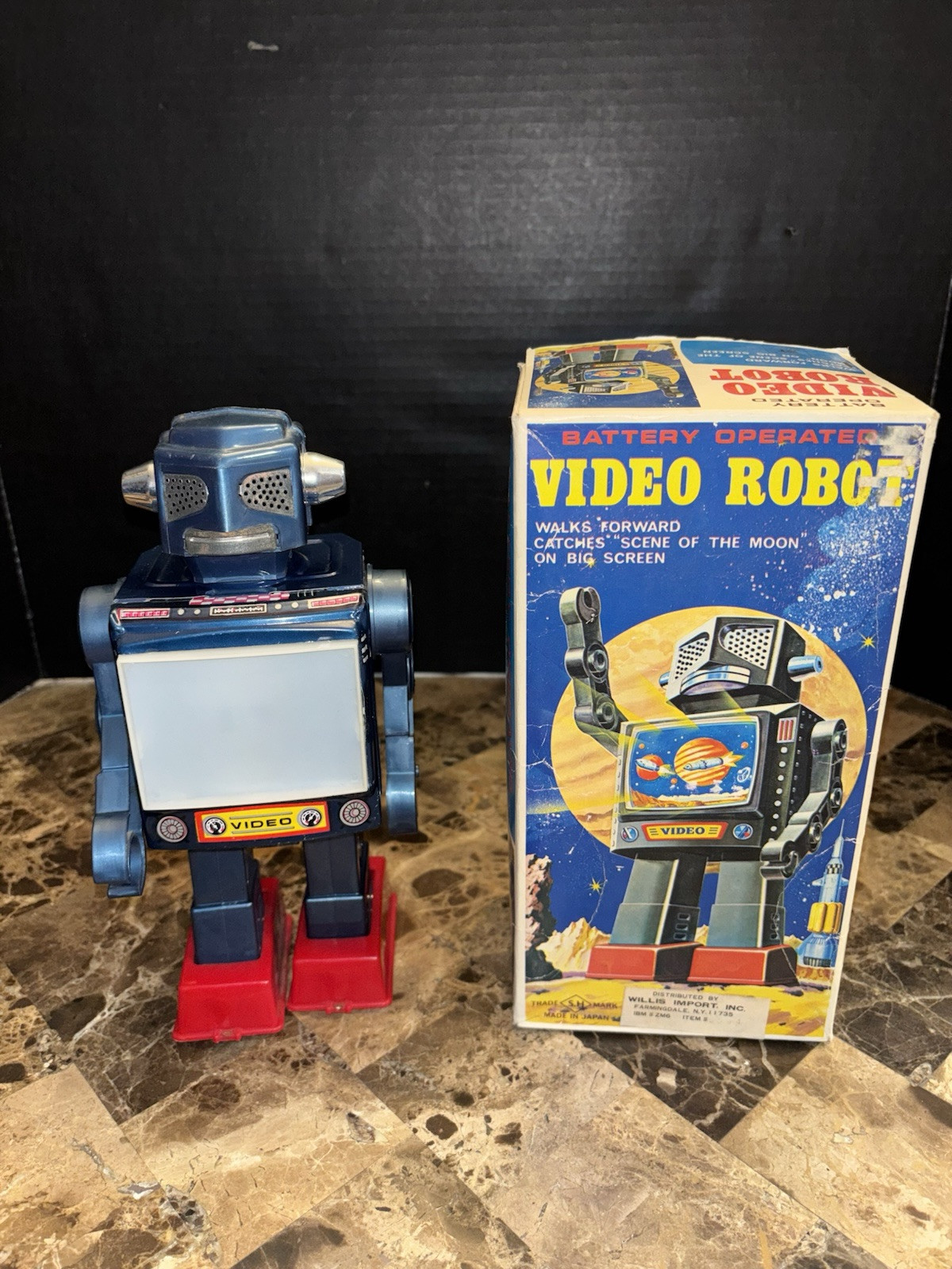 RARE HORIKAWA S.H. VIDEO ROBOT JAPAN 1960s BOXED TINPLATE FIRST