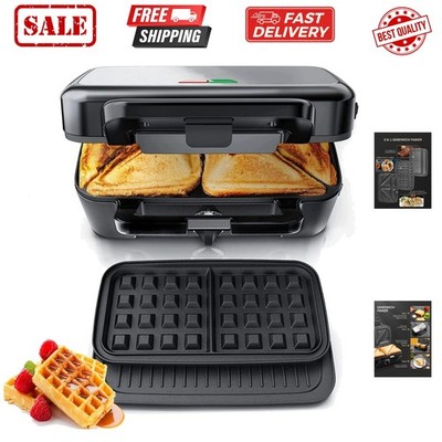 Sandwich Maker 3 In 1 Waffle Maker With Removable Plates,1200W Grilled Cheese...