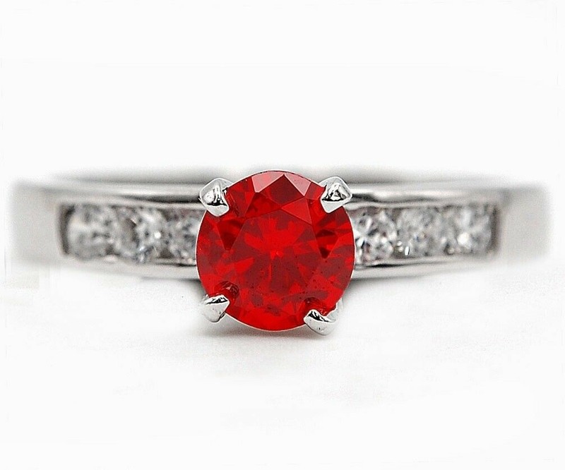 2CT  Fire Garnet 925 Solid Sterling Silver Ring Sz 8 N2-1