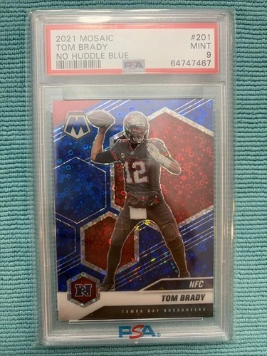 2021 Tom Brady Mosaic No Huddle Blue /75 (#201) PSA 9￼