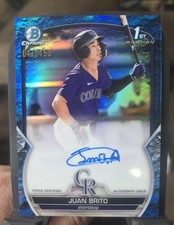 2023 1st Bowman Chrome Juan Brito Rookie Auto Blue Crater Rookie Refractor /150