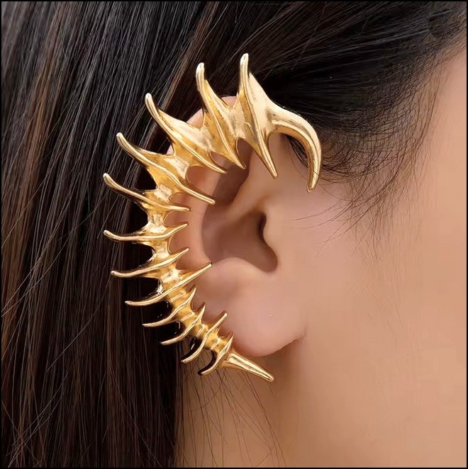 Boucles d'Oreille DROITE DRAGON DORÉ Bijoux Neufs LIVRAISON A DOMICILE EN 48H.