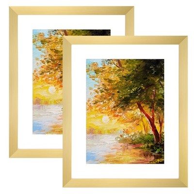 Fixwal 8x10 Picture Frame Set of 2, Gold Photo Frames for Wall and Tabletop D...