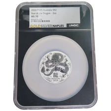 Australia 2024 2-oz Silver Perth Dragon NGC MS70 6