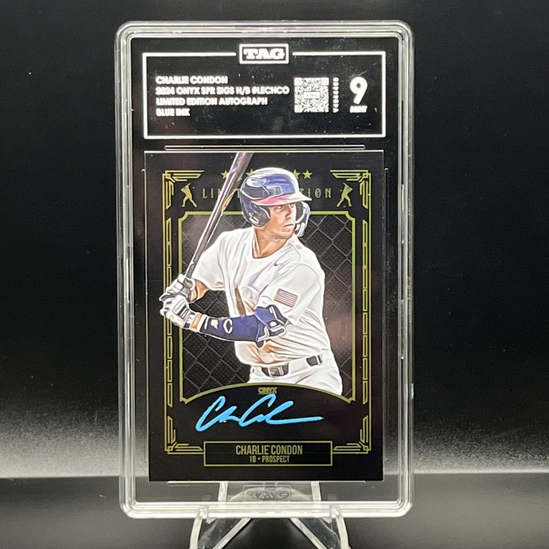 2024 ONYX SPR SIGS CHARLIE CONDON BLUE INK ON CARD AUTO TAG MINT 9 LIMITED ED!