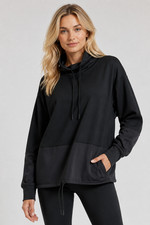 Athleta Hermosa Sweatshirt Medium Black Pullover Mock Neck