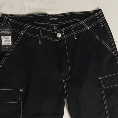True Religion Men s Black Cargo Jeans Dark Wash Denim Zip/Button NWT