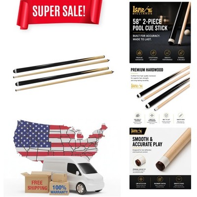 Professional-Grade Hardwood Pool Cue Sticks, 58 Inch, Glue-on Tips, Set Choice
