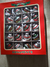 Christopher Radko Shiny Brite Red Green Silver Round Mini Ornament 20 Set