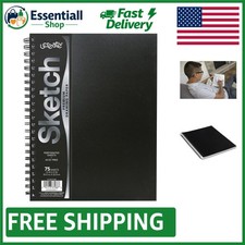 Spiral Bound Black Sketch Book - 9 x 12, 75 P...