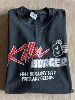 Killer Burger Portland Oregon Sandy Blvd Men's 2XL Black T-Shirt NWOT