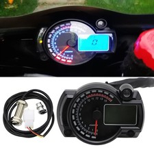 12v Universal Motorcycle Lcd Digital Speedometer Gauge Tachometer Odometer Black
