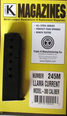 LLAMA CURRENT Model  380 ACP .380 auto Triple K 245M 7 round Magazine