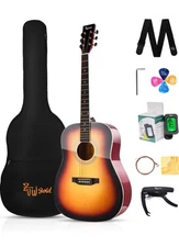 ZJW Gold 41” Acoustic Guitar For Adults Teens & Beginners Complete Bundle & Bag