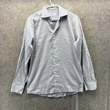 Eton Dress Shirt Men 39 15.5 Gray Dot Slim Fit Long Sleeve Button Front Business