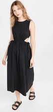 Rails Yvette Sleeveless Cut Out Organic Cotton Midi Black Wash Dress Size M