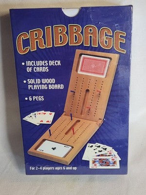Barnes & Noble Cribbage Classic Card Game w/ Folding Wooden Board New & Sealed