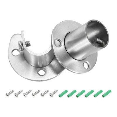 2Pcs Closet Pole Sockets, 3/4'' x 1.1'' H Rod End Supports with Screws
