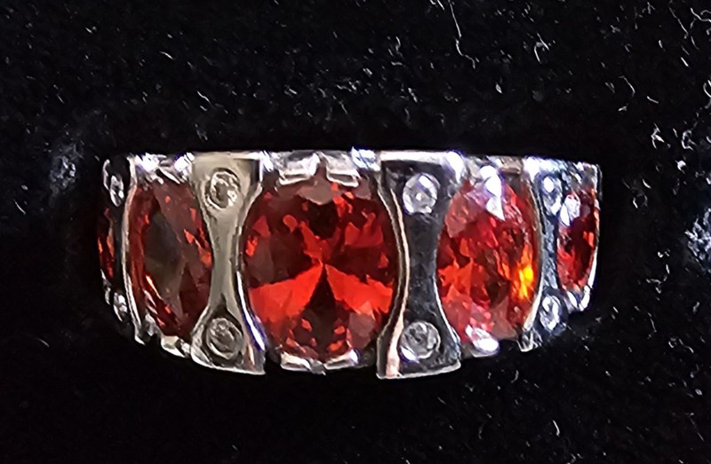 Sterling Silver (.925) Orange Lab Created Gemstone Ring