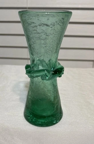 Blenko Hand Blown Glass Vase Vintage 60C Green 4.75"