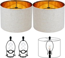 Black Lamp Shades Drum Set Of 2 Medium Gold 12-Inch Replacement Lamp Shades For