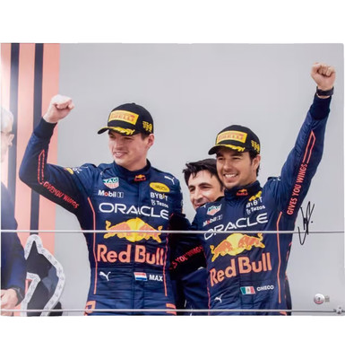 Sergio Perez Signed Formula 1 Racing Print Size 16  x 20  with Beckett COA