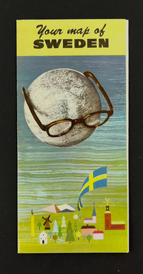 1962 Sweden Map International Tourist Guide Vintage Travel Brochure