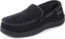 Men's Moccasin Slippers Memory Foam House Shoes, Indoor and Outdoor Size 10