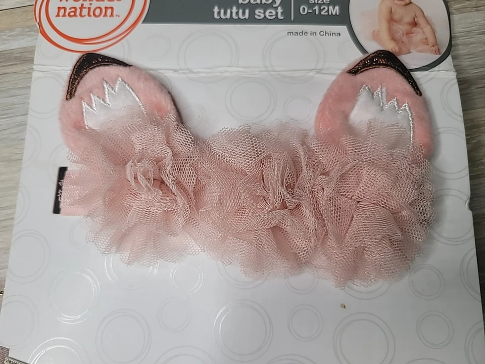 Conjunto Tutú Wonder Nation Bebé Zorro - Falda y Orejas Diadema Rosa NUEVO 0-12 Meses Foto 3 de 4
