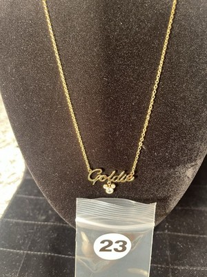 Goldie Gold Tone Mickey Mouse Necklace With Pendant Mickey Mouse And 3 Stones