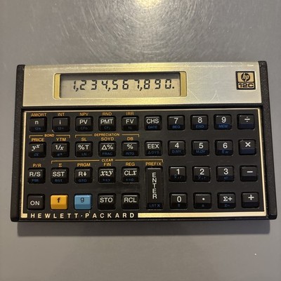 Vintage Hewlett Packard HP 12C Financial Calculator Gold Black - Works!