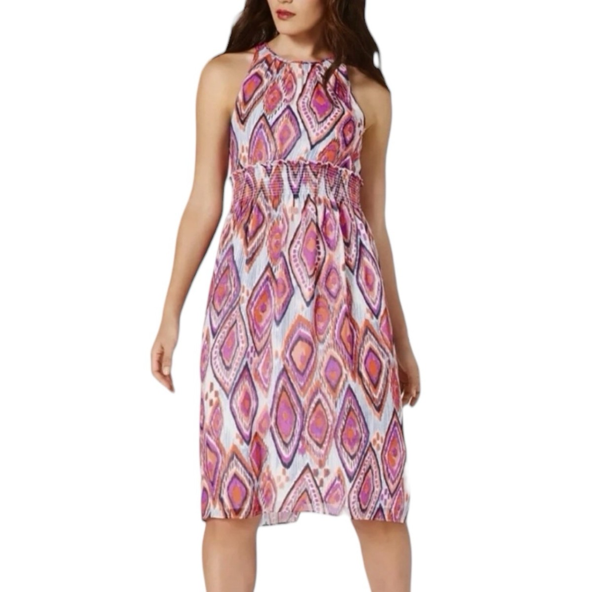 TRINA TURK A-Line Dress Multicolor Chiffon Smocked Empire Waist Size 8  Lined NWT | eBay