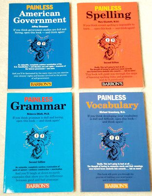 Barron's Painless Study Guides Lot of 4 Home School Books American Government +