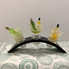 Prodyne Acrylic Wine Bottle Stoppers & Stand Barware Chilling Wine VTG Set of 3