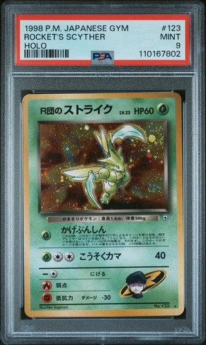 Pokemon Card 1998 Japanese Gym Rocket's Scyther Holo No.123 PSA 9 MINT Vintage