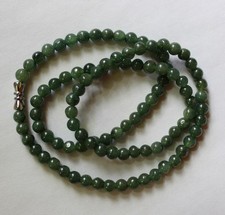 100 Natural Grade "A" Untreated Oily Green Jadeite JADE Bead Necklace 20" N048