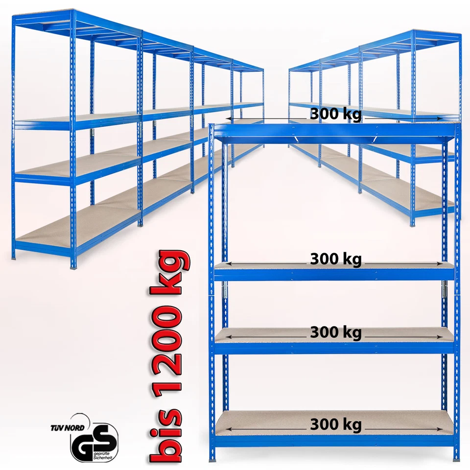 Weitspannregal und Schwerlastregal Lagerregal Werkstattregal viele Größen | Blau - Bild 2 von 4