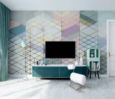 3D Graphic Lines G4162 Wallpaper Wall Murals Removable Self-adhesive Honey